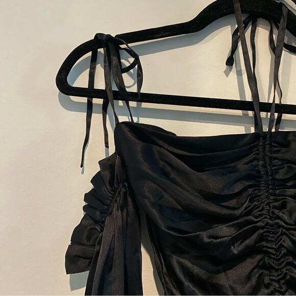 SLEEPING WITH JACQUES Brontë Silk Off The Shoulder Bodysuit - Picture 7 of 10